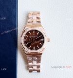 Swiss Grade 1 Vacheron Constantin Women 37mm Overseas Diamond Watch Rose Gold Chocolate 36mm
